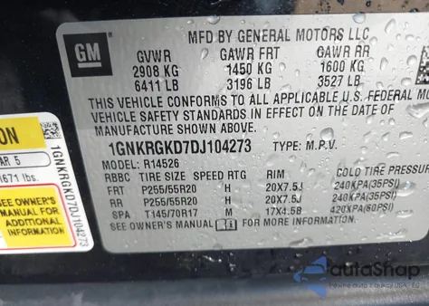 2013 Chevrolet Traverse 1Lt z USA, uszkodzony, nr VIN 1GNKRGKD7DJ104273